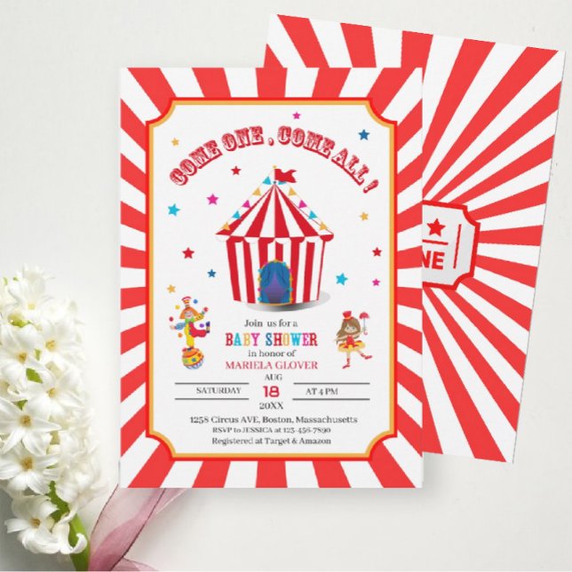 Circus Carnival Watercolor Baby Shower Invitation (Creator Uploaded)