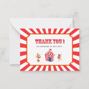 Circus Carnival watercolor baby shower thank you Card