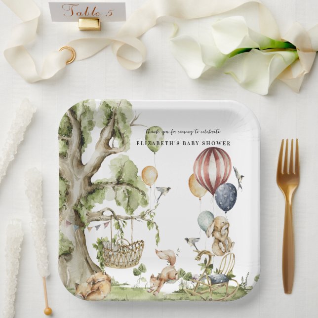 Circus Carnival | Woodland Forest Baby Shower Paper Plate (Wedding)