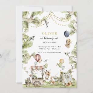 Circus Carnival   Woodland Forest Birthday Party Invitation
