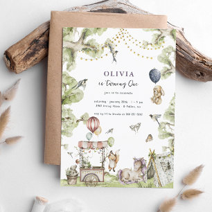 Circus Carnival Woodland Unicorn Birthday Party Invitation