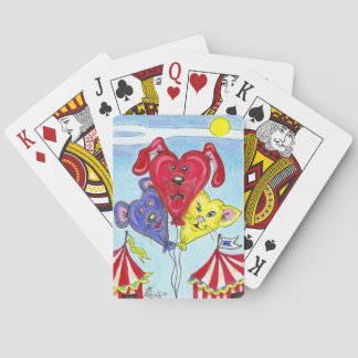 Circus Cat, Dog, Mouse Cartoon Balloon Art Playing Cards