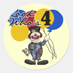 Circus Clown 4th Birthday Tshirts and Gifts Classic Round Sticker
