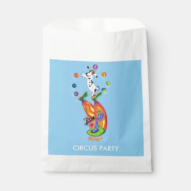 Circus clown and juggling dog favour bags (Front)