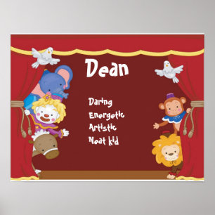 Circus Clown Baby Kids Room Wall Name Print