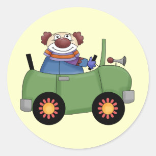 Circus Clown Car Classic Round Sticker