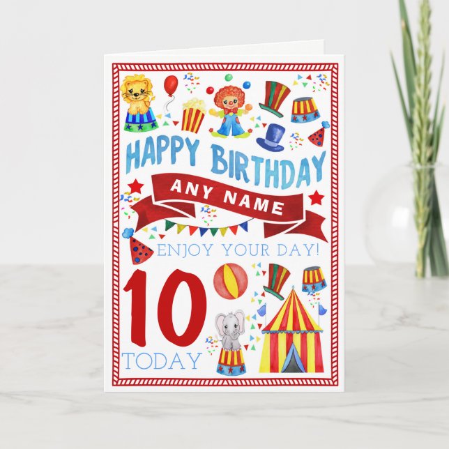 Circus Clown Personalised Birthday Card (Front)