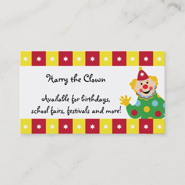 Circus Clown with Stars Business Card (Front)