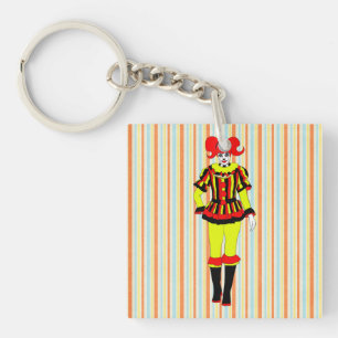 Circus Clown woman side show freak horror goth art Key Ring