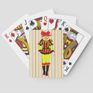 Circus Clown woman side show freak horror goth art Playing Cards