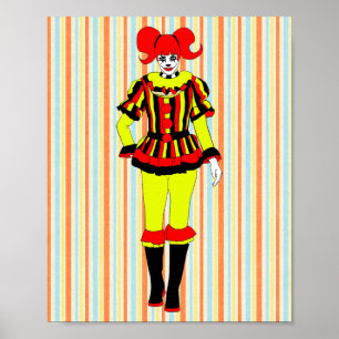 Circus Clown woman side show freak horror goth art Poster
