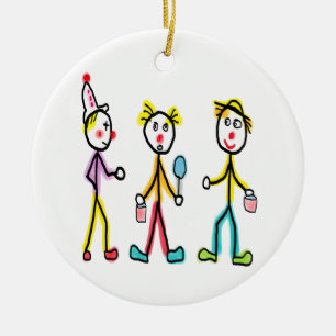 Circus Clowns Ceramic Tree Decoration