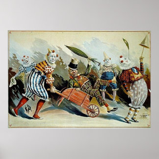 Circus Clowns Vintage Art Poster