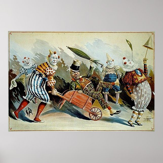 Circus Clowns Vintage Art Poster (Front)