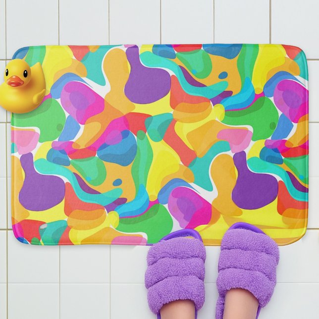 Circus Colours Chaos Abstract Art Pattern Bath Mat (Creator Uploaded)