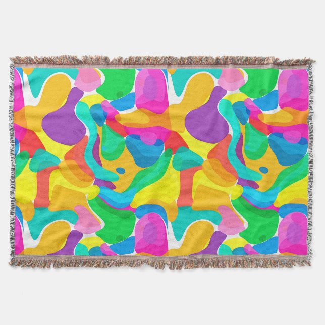 Circus Colours Chaos Abstract Art Pattern Throw Blanket (Front)