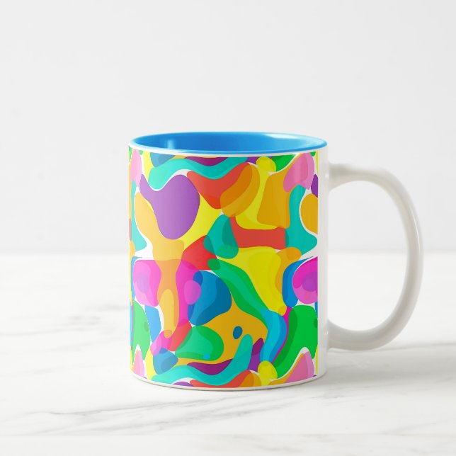 Circus Colours Chaos Abstract Art Pattern Two-Tone Coffee Mug (Right)