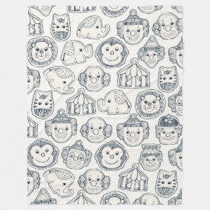 circus cookies indigo ivory fleece blanket