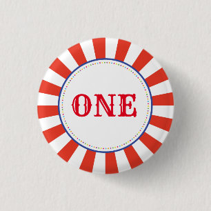 Circus Cute Colourful 1st Birthday Party Theme 3 Cm Round Badge