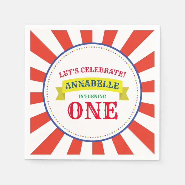 Circus Cute Kid's Birthday Party Vintage Napkin (Front)