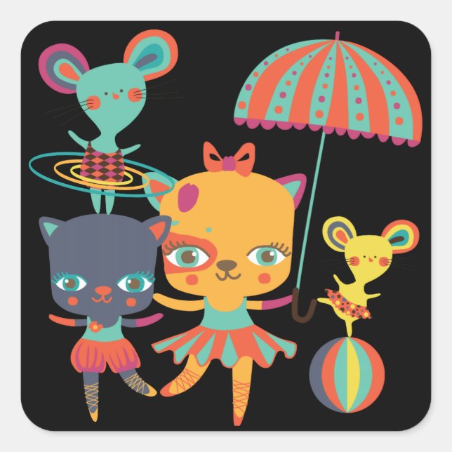 Circus Cuties Square Sticker (Front)