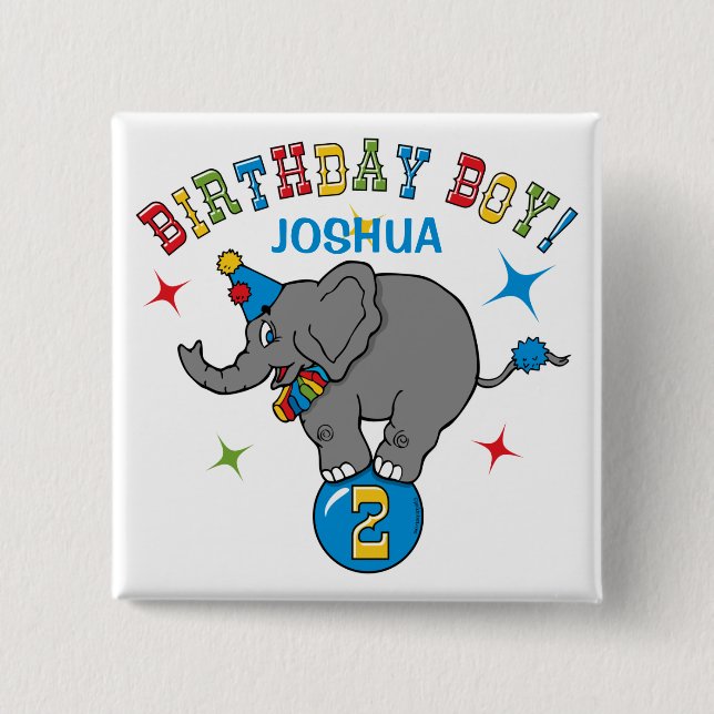 Circus Elephant 2nd Birthday 15 Cm Square Badge (Front)