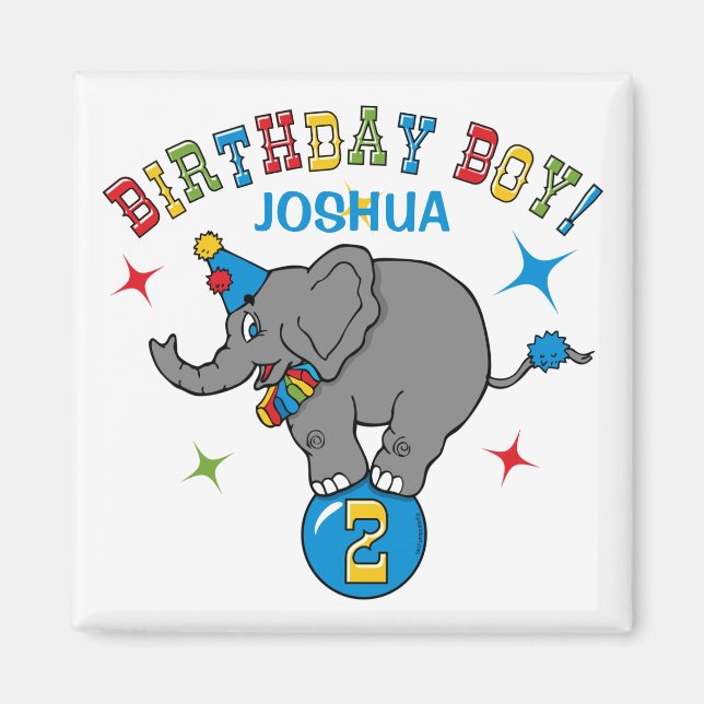Circus Elephant 2nd Birthday Magnet (Front)
