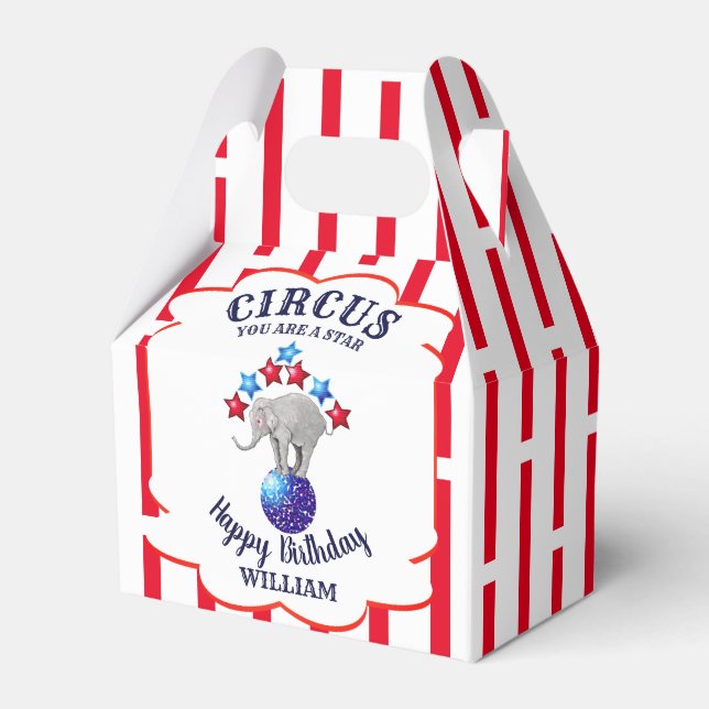 Circus Elephant Birthday Favour Box (Front Side)