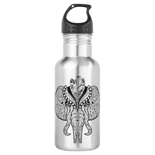 Circus Elephant Doodle 710 Ml Water Bottle (Front)