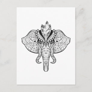 Circus Elephant Doodle Postcard