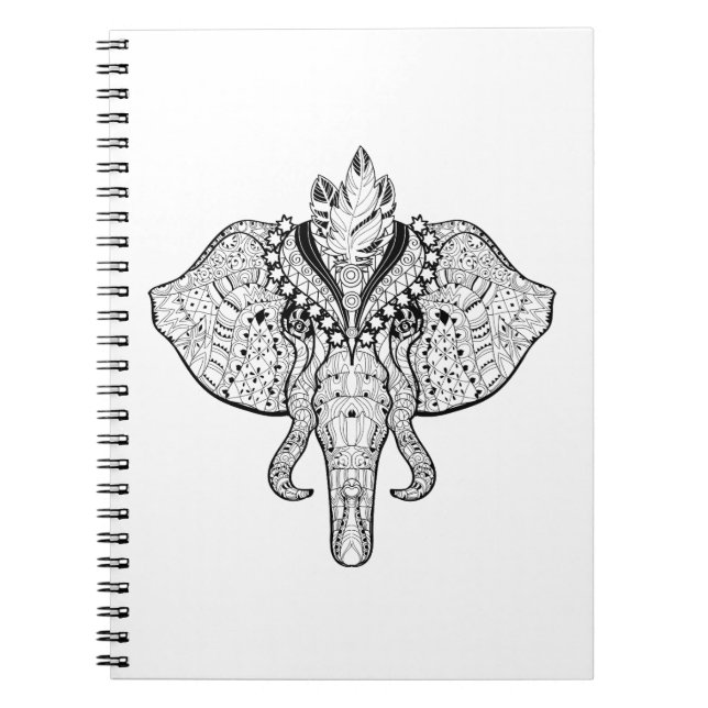Circus Elephant Doodle Spiral Notebook (Front)