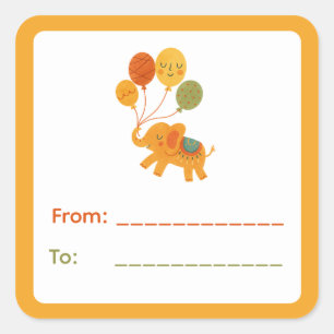 Circus Elephant Gift Label