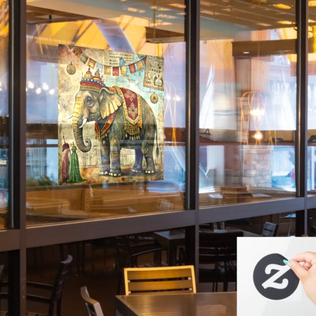 Circus Elephant Window Cling (Restaurant Window)