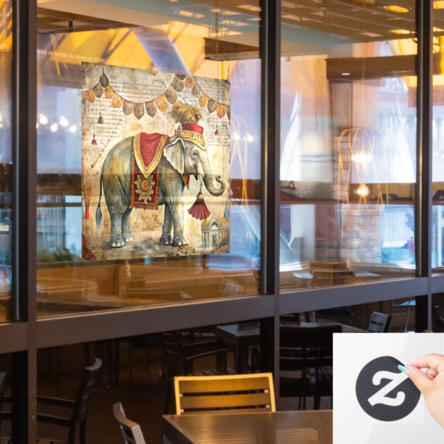 Circus Elephant Window Cling (Restaurant Window)