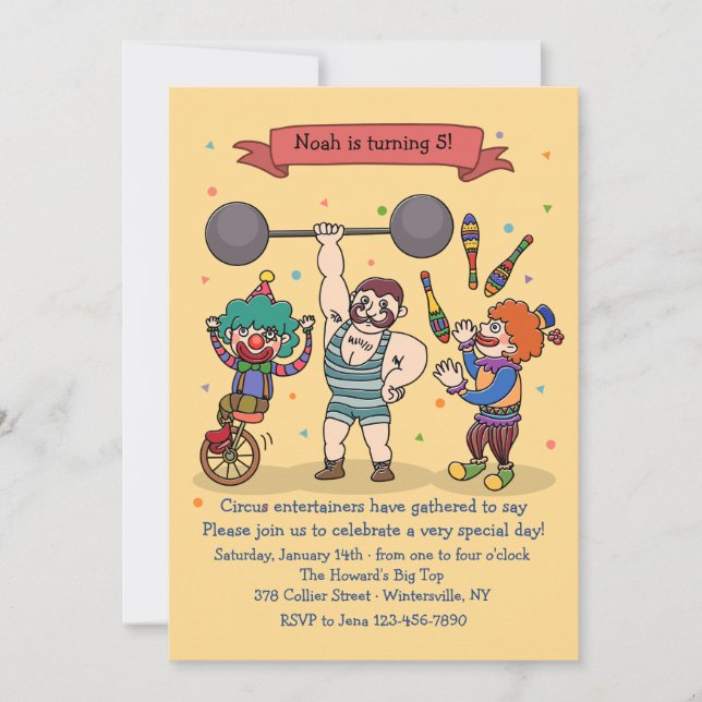 Circus Entertainers Invitation (Front)