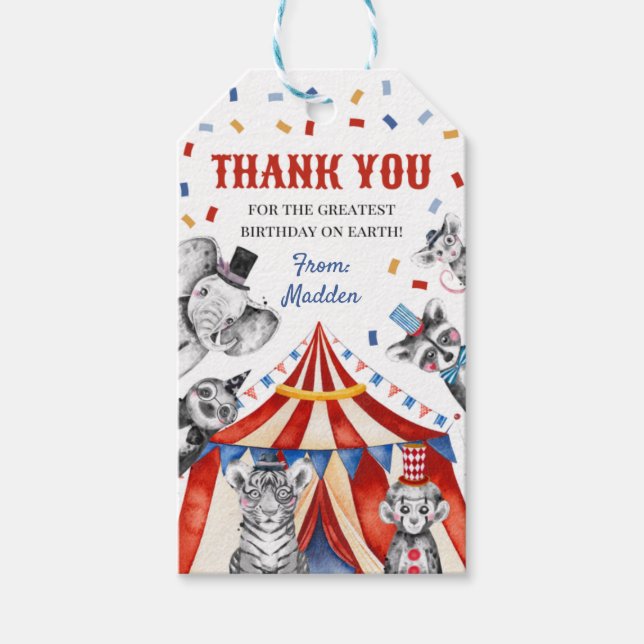 Circus Favour Tags | Carnival Favour Tags (Front)