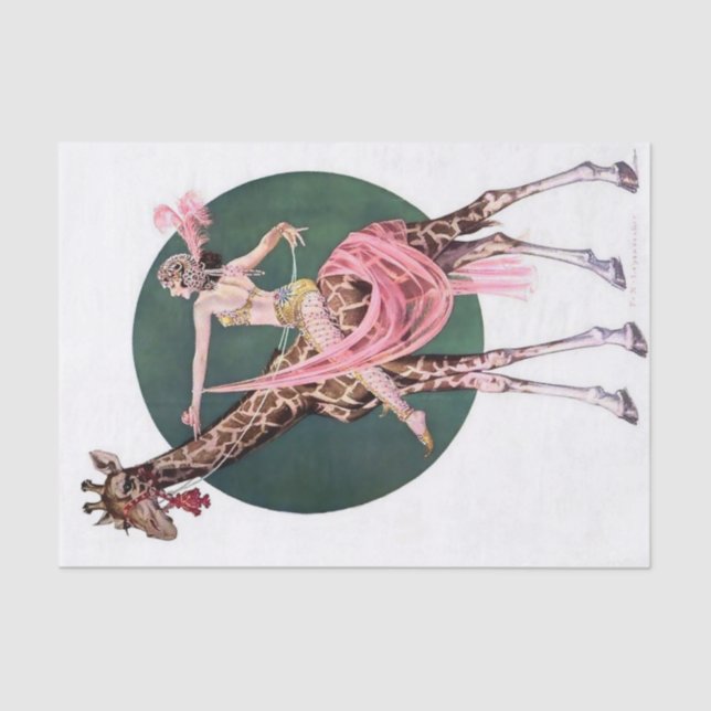 “Circus Giraffe Rider” by FX Leyendecker Tissue Paper (Front)