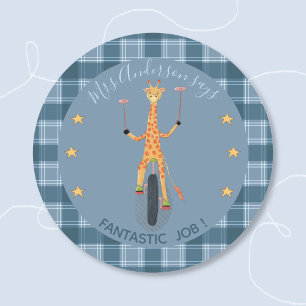 Circus Giraffe Student Reward Blue Sticker