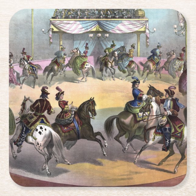 Circus Grand Finale, Circa 1872. Square Paper Coaster (Front)