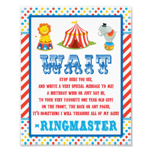 Circus Guest Book Sign - 8" x 10" Photo