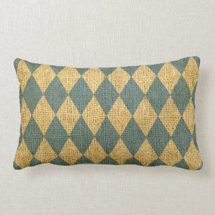 Circus Harlequin Pattern Rustic Light Blue Lumbar Cushion