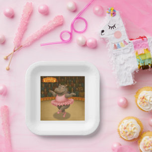 Circus hippo paper plate