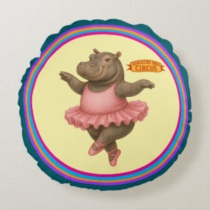 Circus hippo round cushion