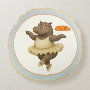 Circus hippo round cushion