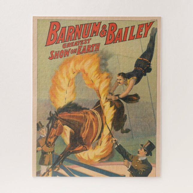 Circus Horse Leaping Through A Flaming Hoop Jigsaw Puzzle (Vertical)
