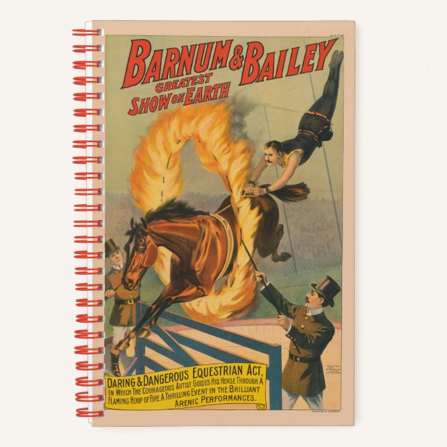 Circus Horse Leaping Through A Flaming Hoop Notebook (Front)