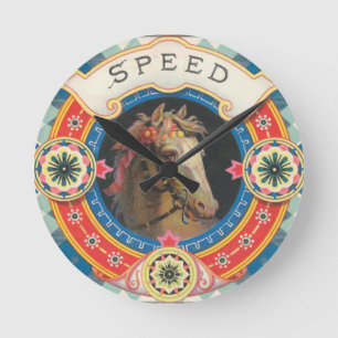 Circus Horse Named Speed Round Clock