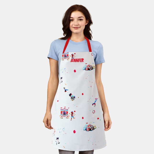 circus inspired carnival big top fair apron (Worn)
