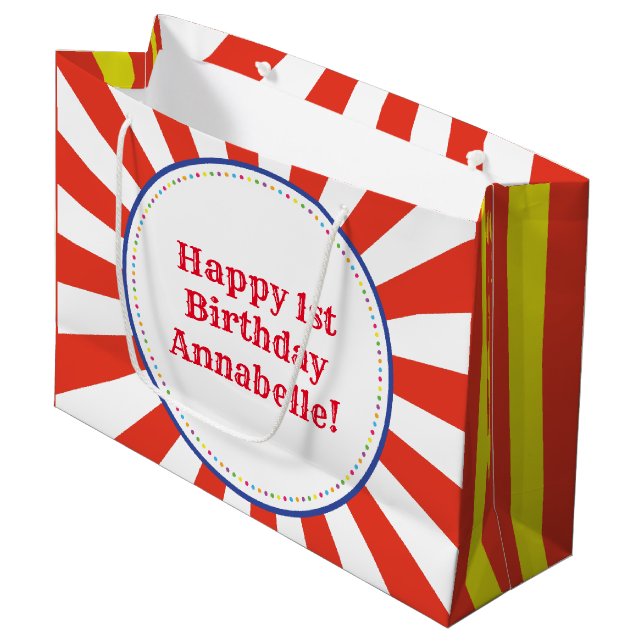 Circus Kids Birthday Party Theme Large Gift Bag (Front Angled)