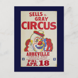 circus line-Sells & Grey Circus- Postcard